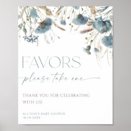 Poster Sinal de favorito flor-silvestre azul empoeirada b