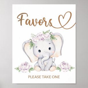 Poster Sinal de Favoritos ao Chá de fraldas de Elefante p