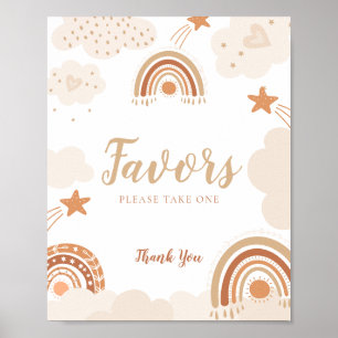 Poster Sinal de favoritos Boho Rainbows Chá de fraldas