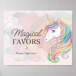 Poster Sinal de favoritos de aniversário Unicórn