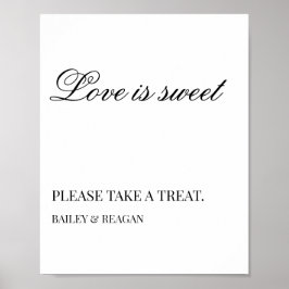 Poster Sinal de Favoritos de Casamento Preto Branco Mínim