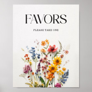 Poster Sinal de Favoritos de Chá de fraldas de Flores Sel