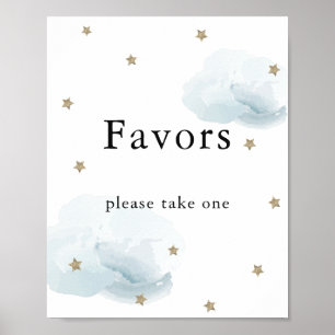 Poster Sinal de Favoritos de Chá de fraldas de Nuvens Est