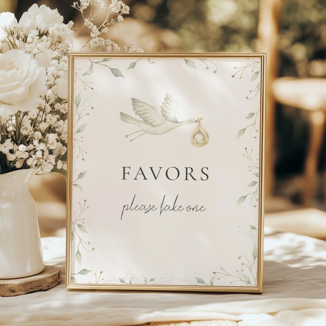 Poster Sinal de Favoritos de Chá de fraldas de Stork Gree (Criador carregado)