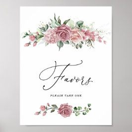 Poster Sinal de Favoritos de Chá de Noiva Floral Rosa Emp