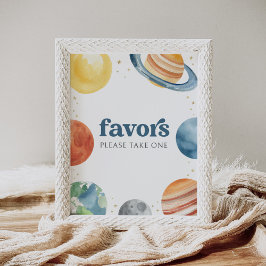 Poster Sinal de Favoritos de Festa de aniversário de Espa