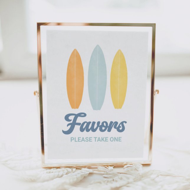 Poster Sinal de Favoritos de Festa de aniversário de Surf (Criador carregado)