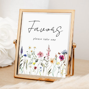Poster Sinal de Favoritos de Flor Selvagem Elegante