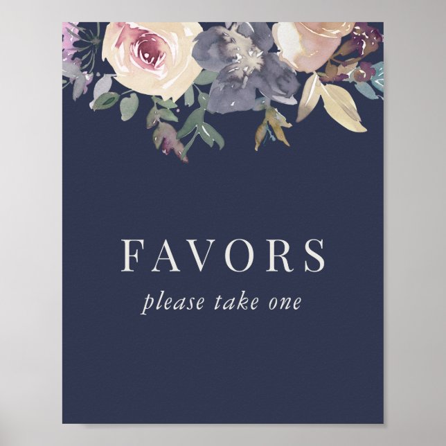 Poster Sinal de Favoritos do Casamento Floral e Blush do  (Frente)