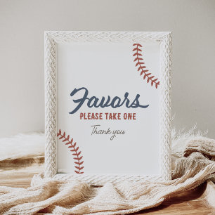 Poster Sinal de Favoritos do Chá de fraldas de Baseball