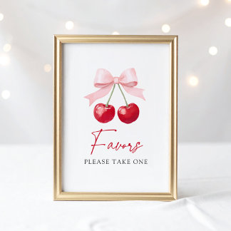 Poster Sinal de Favoritos do Chá de fraldas de Cereja
