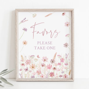 Poster Sinal de Favoritos do Chá de fraldas de Flores Ros