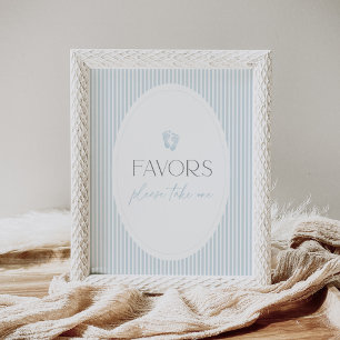 Poster Sinal de Favoritos do Chá de fraldas de Pegada Azu