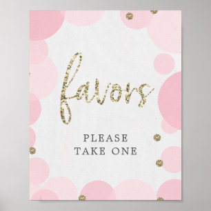 Poster Sinal de Favoritos do Chá de fraldas Rosa