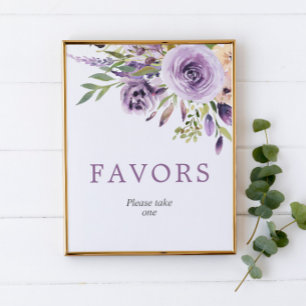 Poster Sinal de Favoritos do Chá Floral Rosa púrpura