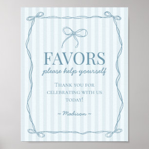 Poster Sinal de Favoritos do Pastel Arco Coquette Azul