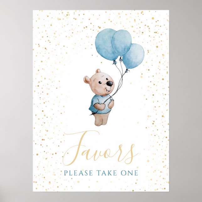Poster Sinal de Favoritos Dourados do Urso Chá de fraldas (Frente)