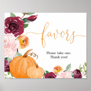 Poster Sinal de favos de abóboras florais desfeitas