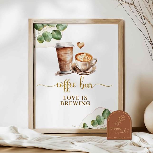 Poster Sinal de festa Amor está fervendo no Café (Criador carregado)