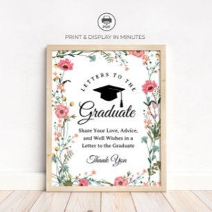 Poster Sinal de festa "Cartas para o Graduado" da Wildflo