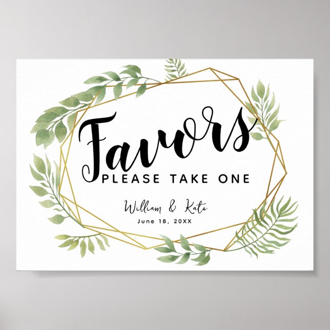 Poster sinal de festa/casamento de verde folhagem de cris (Frente)