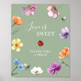 Poster Sinal de festa de Amor é Doce com Flor Silvestre J