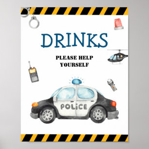 Poster Sinal de Festa de aniversário da polícia do garoto