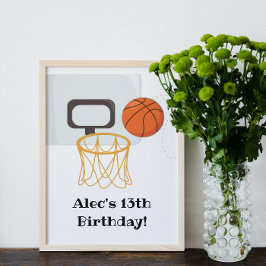 Poster Sinal de Festa de aniversário de basquete