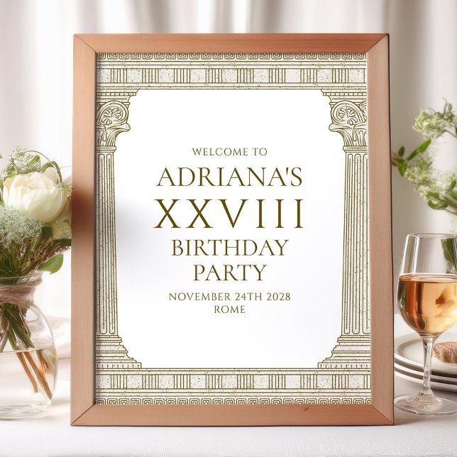Poster Sinal de festa de aniversário elegante com element (Criador carregado)