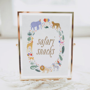 Poster Sinal de Festa de aniversário Safari de Animais de