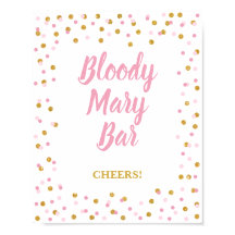 Sinal de Festa de Bar Bloody Mary Rosa e Confete D