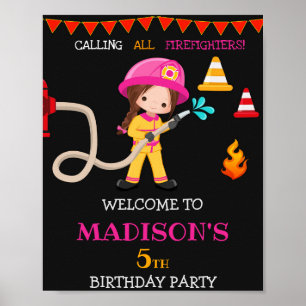 Poster Sinal de festa de boas-vindas do bombeiro