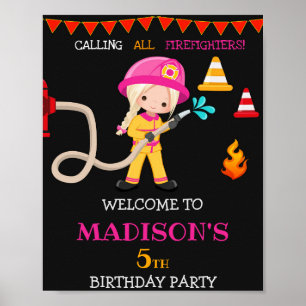 Poster Sinal de festa de boas-vindas do bombeiro