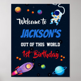Poster Sinal de festa de boas-vindas do espaço externo As