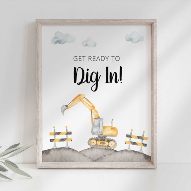 Poster Sinal de Festa de Caminhão de Construção (Criador carregado)