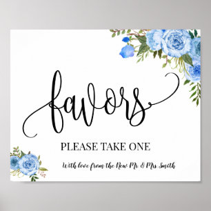 Poster Sinal de festa de casamento boho chic azul