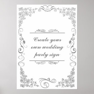 Poster Sinal de festa de casamento com borda decorativa d