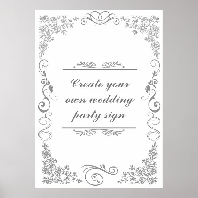 Poster Sinal de festa de casamento com borda decorativa d (Frente)
