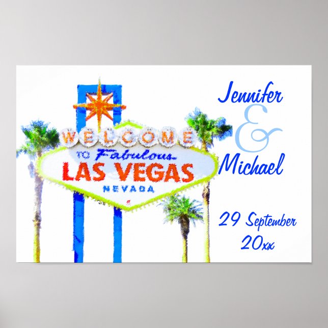 Poster Sinal de Festa de casamento de Las Vegas (Frente)