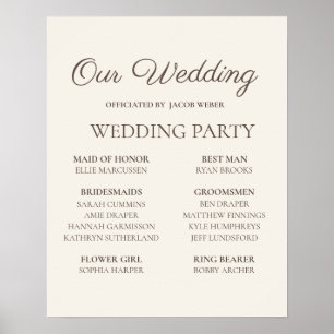 Poster Sinal de festa de casamento Elegant Tan