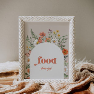 Poster Sinal de Festa de Comida de Flor Selvagem