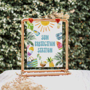 Poster Sinal de Festa de Piscina da Estação de Proteção S