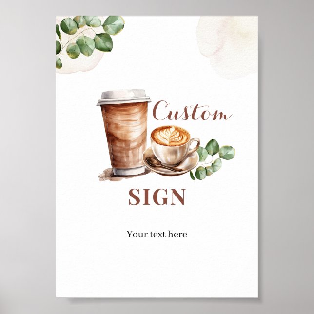 Poster Sinal de Festa Personalizado Coffee Love is Brewin (Frente)