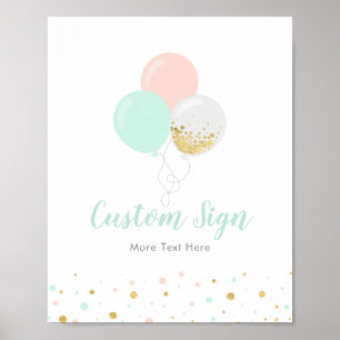 Poster Sinal de festa personalizado para chá de bebê em r