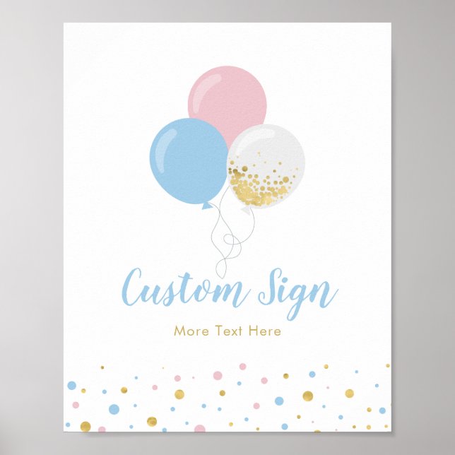 Poster Sinal de festa personalizado para chá de bebê Rosa (Frente)