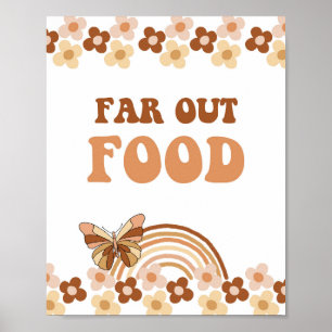 Poster Sinal de festa retrô hippie Groovy Far Out Food