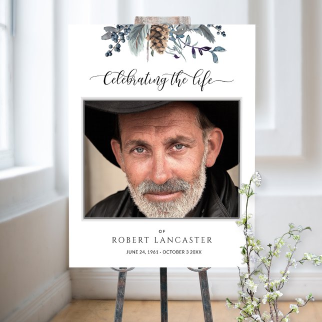 Poster Sinal de folhagem azul-rustica do Funeral (Criador carregado)