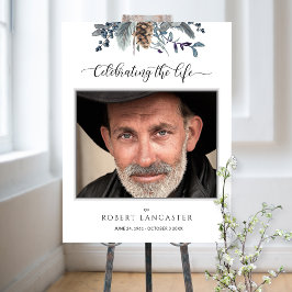 Poster Sinal de folhagem azul-rustica do Funeral