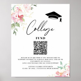 Poster Sinal de formatura floral para fundo universitário