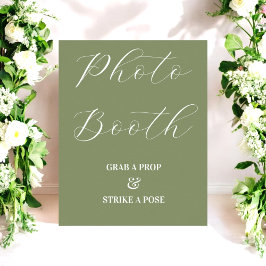 Poster Sinal de Foto Booth Casamento Verde Salvia
